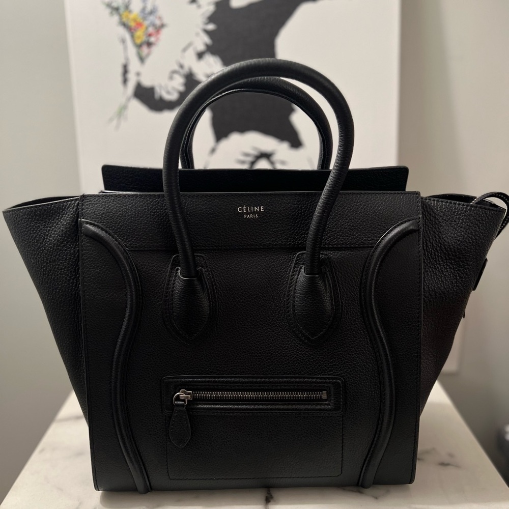 Gorgeous Black Celine “Mini” Luggage Tote Handbag